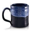 The back of the High Voltage mug. It is black colored with a blue glaze on top of it.